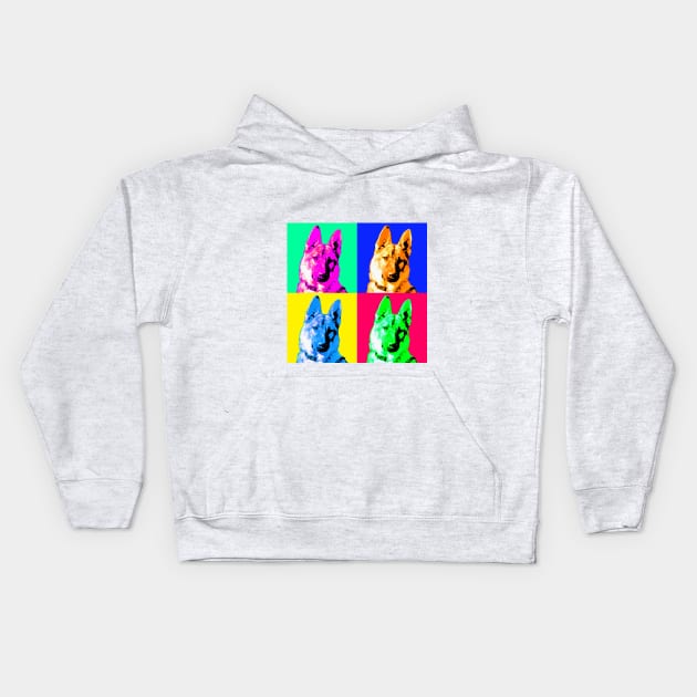 Pop Art - German Shepherd Dog Kids Hoodie by Naves